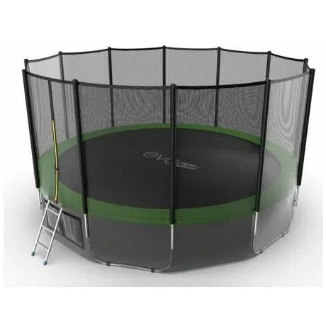 Батут с внешней сеткой и лестницей EVO JUMP External 16ft (Green) + нижняя сеть
