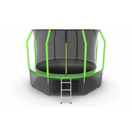 Батут с внутренней сеткой и лестницей EVO JUMP Cosmo 12ft (Green) + нижняя сеть - Фото 2