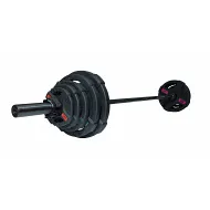 Штанга олимпийская OriginalFitTools 88 кг (диски с двумя хватами, черный гриф)