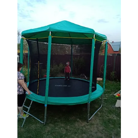 Батут Optifit Like Green 10ft с зеленой крышей - Фото 6